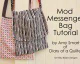 Jak uszyć plecak typu messenger? Tutorial z dwoma wzorami tkanin: jeden z motywem drzew, drugi z falistym wzorem i czerwonymi kropkami.