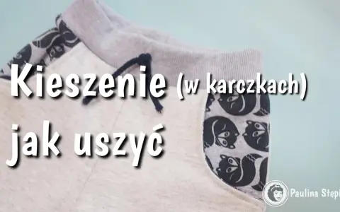 Szare spodnie z ozdobnymi kieszeniami w karczkach, z motywem lisów. Jak uszyć takie kieszenie w spodniach?