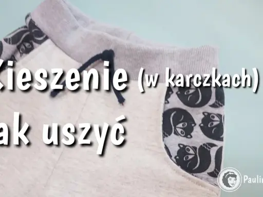 Szare spodnie z ozdobnymi kieszeniami w karczkach, z motywem lisów. Jak uszyć takie kieszenie w spodniach?